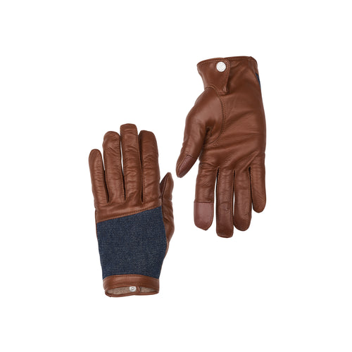 Men's brown leather gloves and cashmere-lined jeans - Atelier Tuffery
