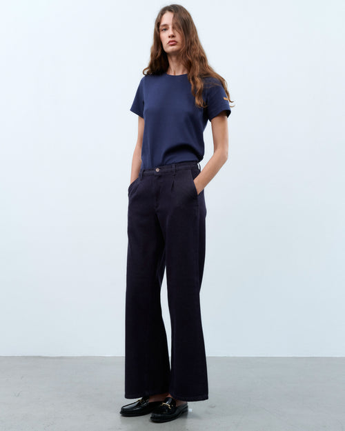 Pantalon femme large taille haute en laine Mérinos – Gabi - Atelier Tuffery