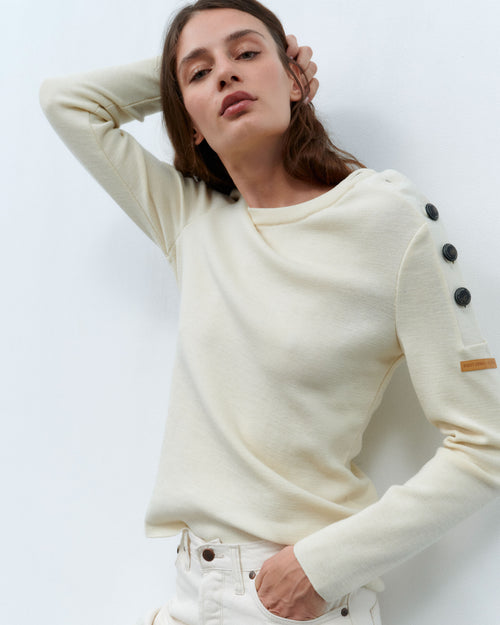 Pull femme en laine Écru – SAINT JAMES x Atelier TUFFERY – Transmission - Atelier Tuffery