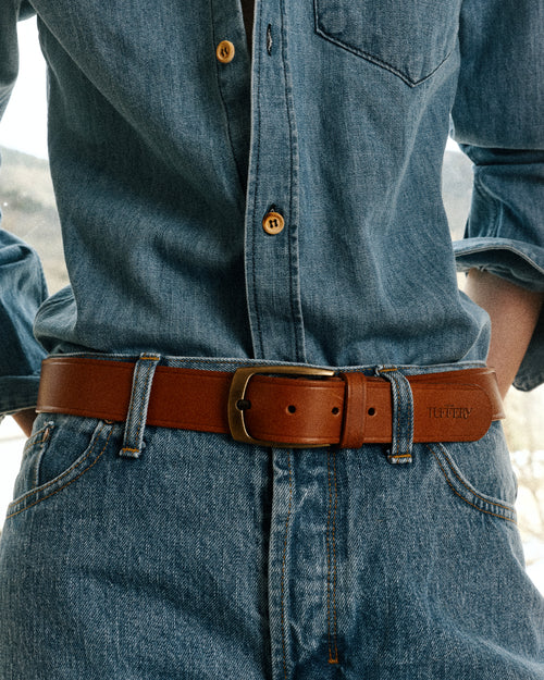 Men's Brown French Leather Belt - Atelier Tuffery