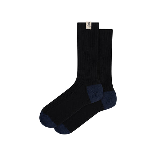 Chaussettes épaisses en Laine Noir et Marine - Atelier Tuffery