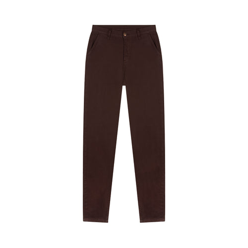 Women's High-Waisted Slim-Fit Chino Brown - Léonie - Atelier Tuffery