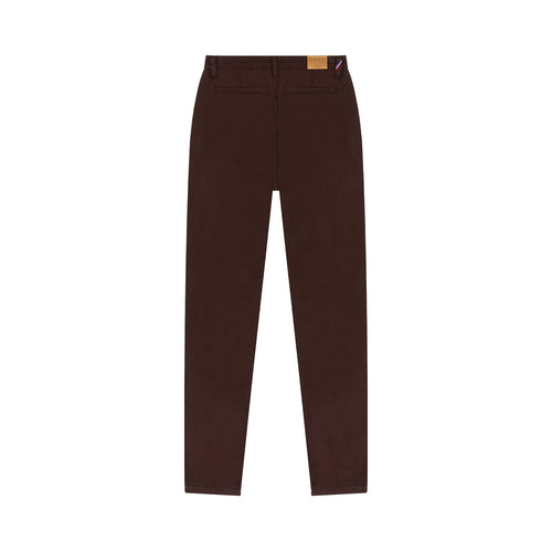 Women's High-Waisted Slim-Fit Chino Brown - Léonie - Atelier Tuffery