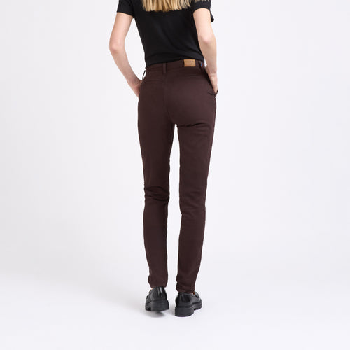 Women's High-Waisted Slim-Fit Chino Brown - Léonie - Atelier Tuffery