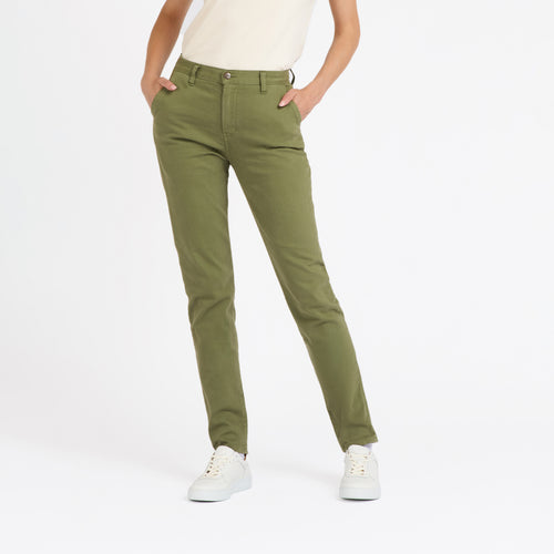 Chino femme ajusté taille haute Vert Kaki - Léonie - Atelier Tuffery