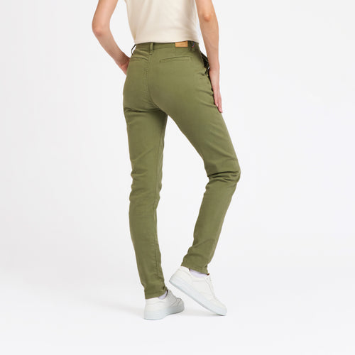Chino femme ajusté taille haute Vert Kaki - Léonie - Atelier Tuffery