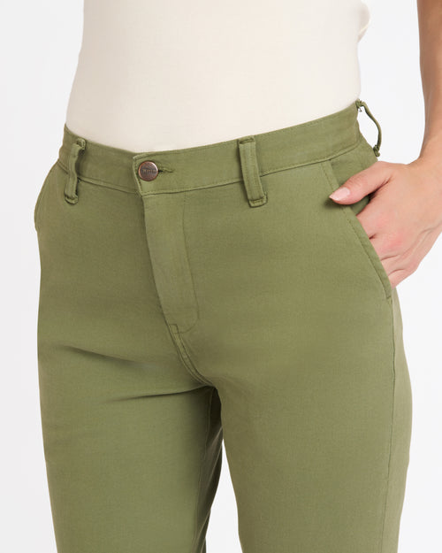 Chino femme ajusté taille haute Vert Kaki - Léonie - Atelier Tuffery