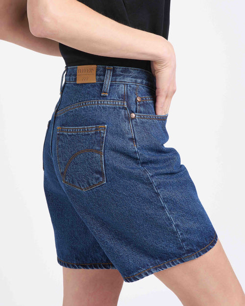Women's High-Waisted Denim Shorts Stonewashed - Aimé - Atelier Tuffery