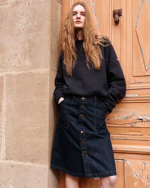 Jupe trapèze en jean Brut - Juliette - Atelier Tuffery