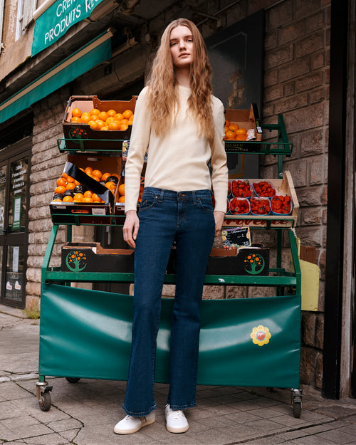 Women's flare jeans semi-high waist stonewashed - Margot - Atelier Tuffery