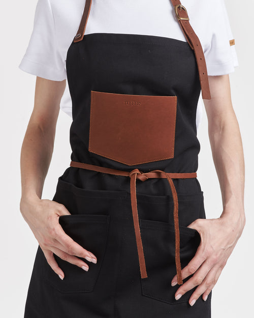 Tablier long en jean Noir - Atelier Tuffery