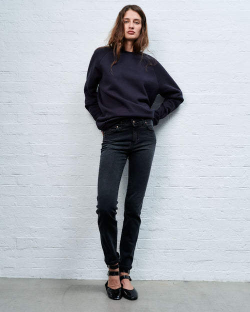 Women's Black Washed fitted straight Jeans - Augusta - Atelier Tuffery