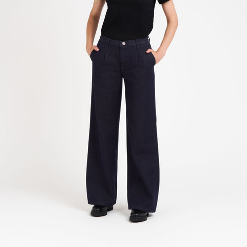 Pantalon femme large taille haute en laine Mérinos – Gabi - Atelier Tuffery