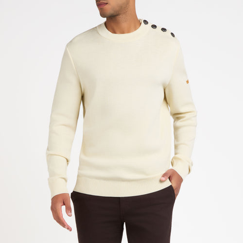 Pull homme en laine Écru – SAINT JAMES x Atelier TUFFERY – Patrimoine - Atelier Tuffery