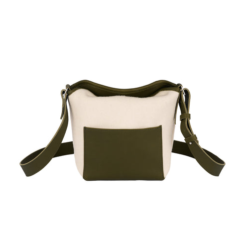 Sac bandoulière cuir & laine Écru - Atelier Tuffery