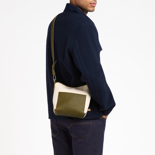 Sac bandoulière cuir & laine Écru - Atelier Tuffery