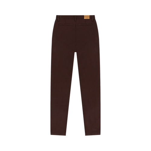 ウィメンズ・ハイウエスト・スリムフィット・チノ – ブラウン - Léonie - Atelier Tuffery