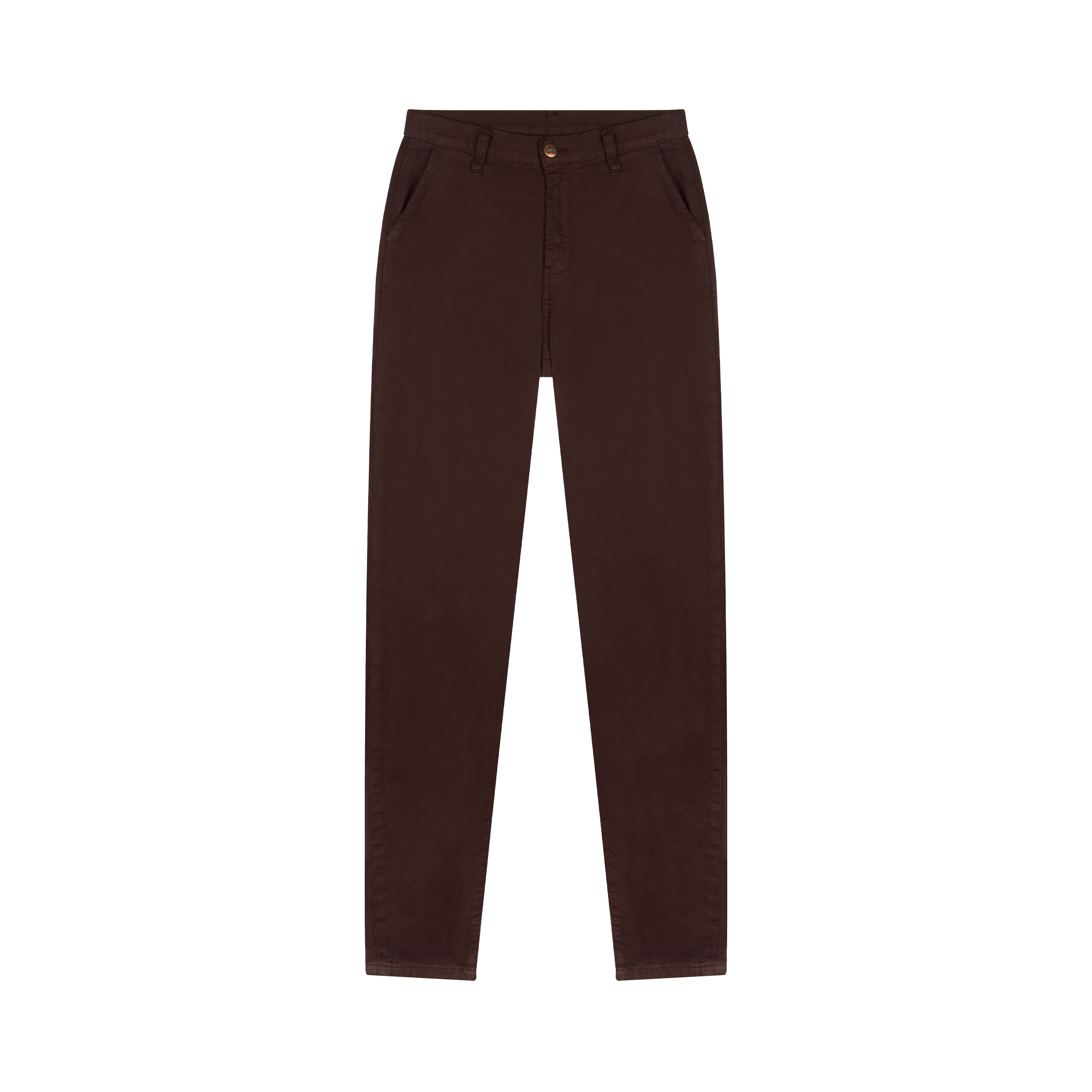 Chino femme ajusté taille haute Marron - Léonie | Atelier Tuffery