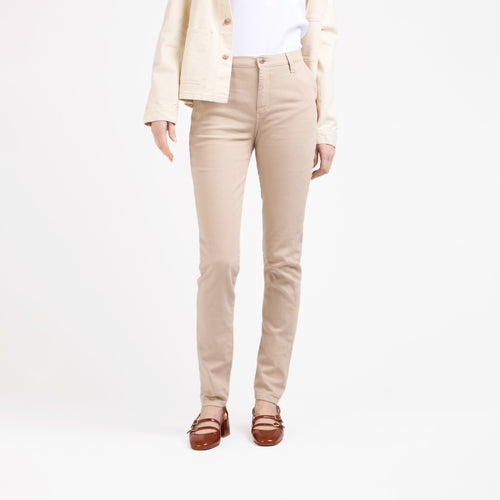 Beige fitted high-waisted women's chinos - Léonie - Atelier Tuffery