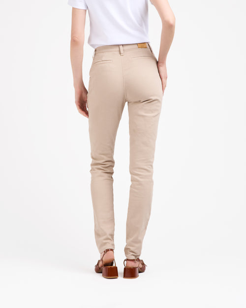 Chino femme ajusté taille haute Beige - Léonie - Atelier Tuffery