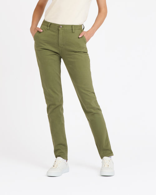 Chino femme ajusté taille haute Vert Kaki - Léonie - Atelier Tuffery