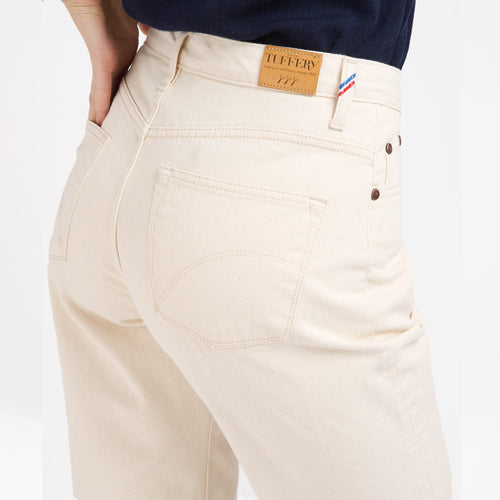 Jean femme droit taille haute Écru - Apolline - Atelier Tuffery