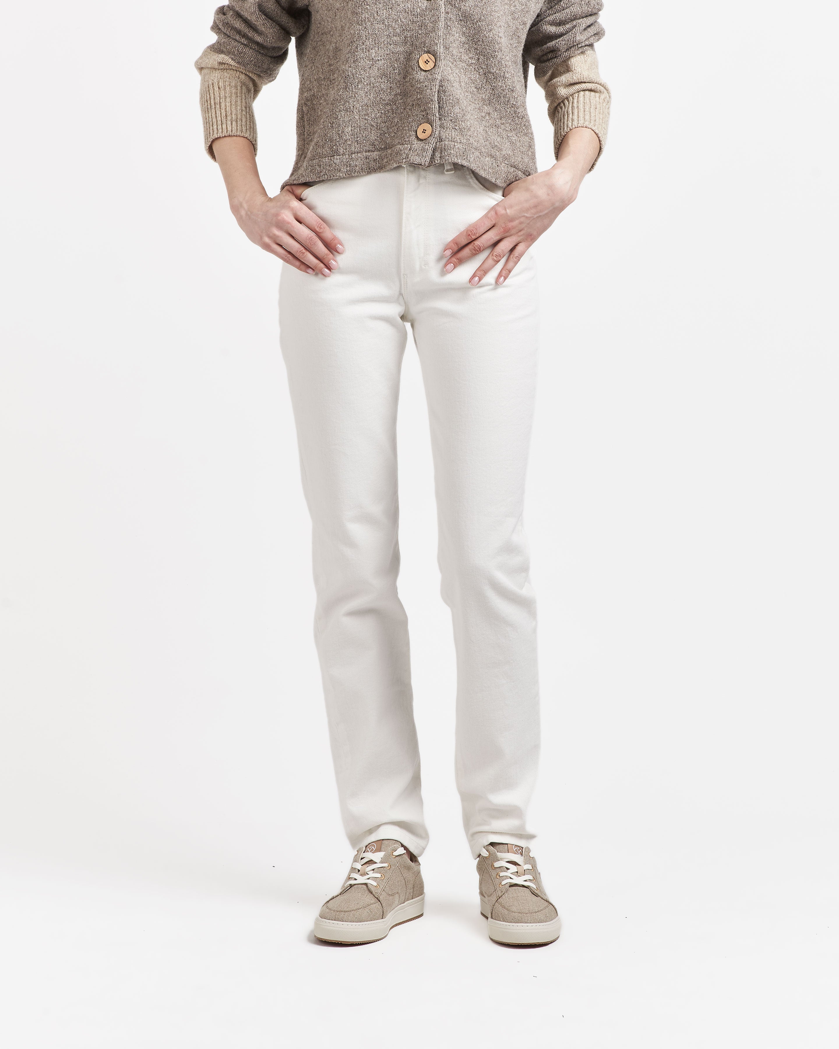 Jean femme mom taille haute Blanc | Atelier Tuffery