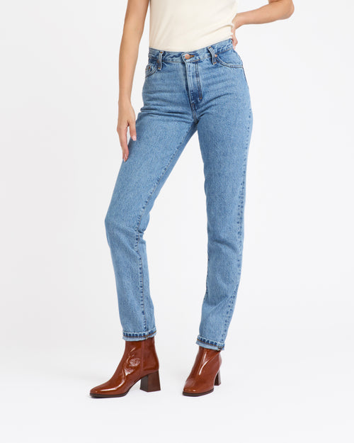 レディース ハイウエスト マムジーンズ ライトブルー - Marthe - Atelier Tuffery