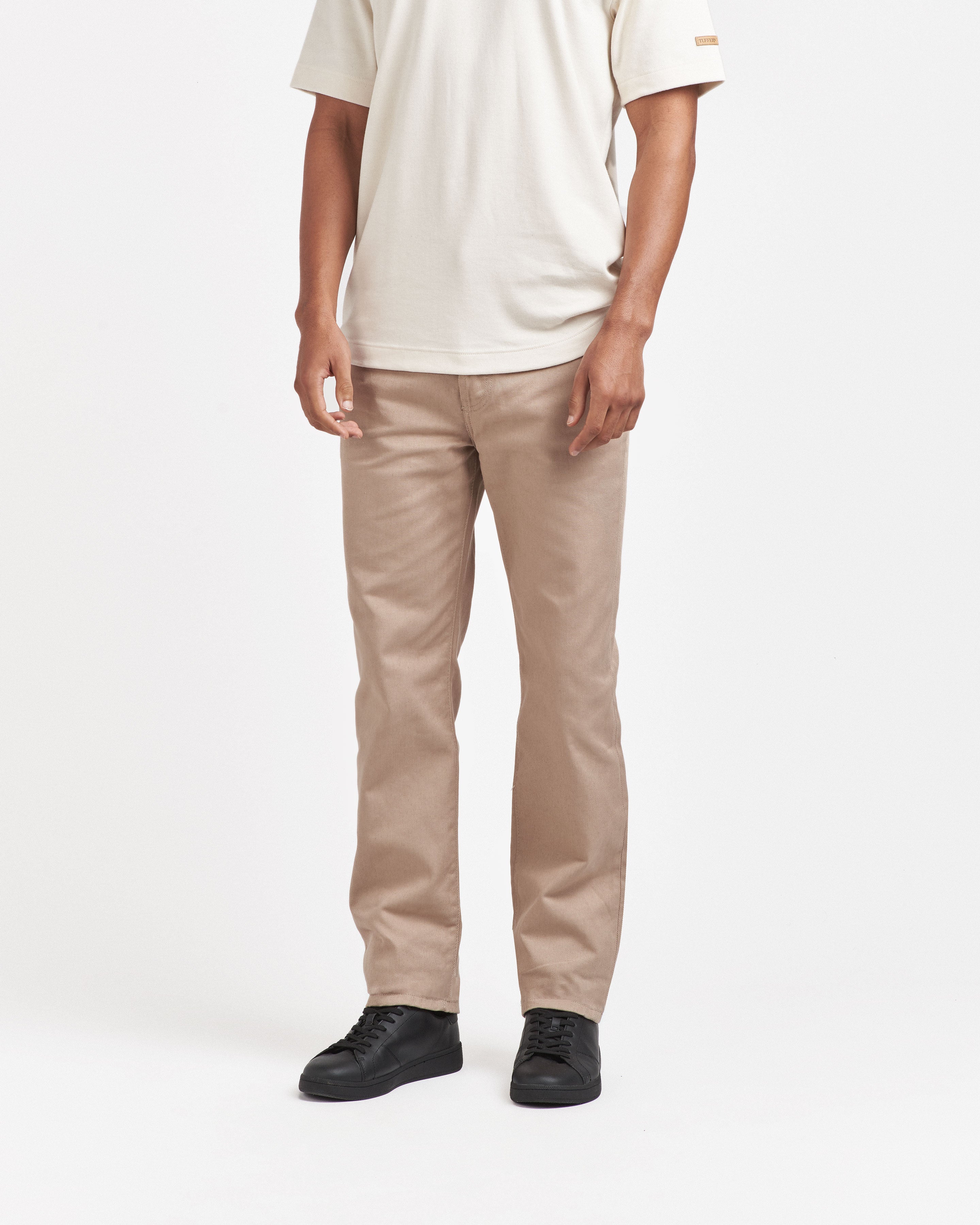 Jean homme droit taille haute Beige | Atelier Tuffery