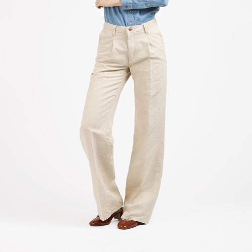 Pantalon femme droit taille haute Chanvre Naturel - Gabi - Atelier Tuffery