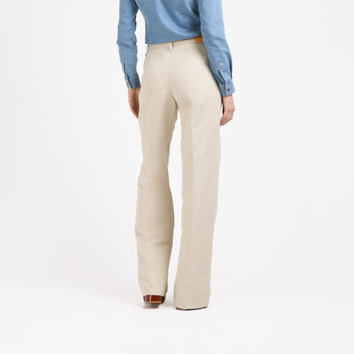 Pantalon femme droit taille haute Chanvre Naturel - Gabi - Atelier Tuffery