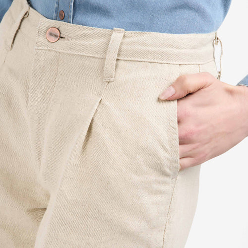 Pantalon femme droit taille haute Chanvre Naturel - Gabi - Atelier Tuffery