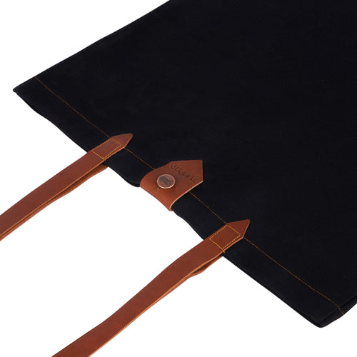 Tote-bag jean Noir et Cuir - Atelier Tuffery