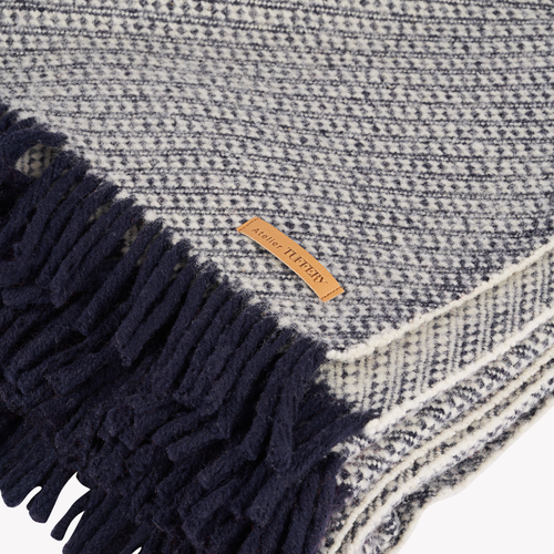Plaid in Natural Wool from Lozère - "Grosse Côte" Pattern - Atelier Tuffery