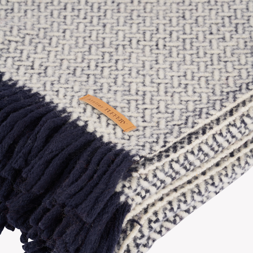 Plaid in Natural Wool from Lozère - Cannage Pattern - Atelier Tuffery