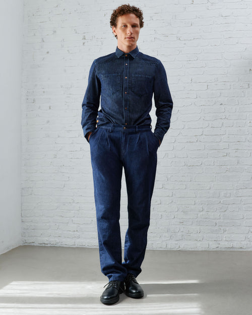 Pantalon homme plissé ajusté brut - Achille - Atelier Tuffery