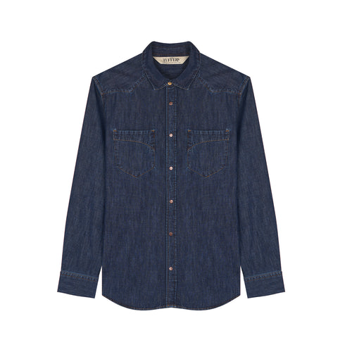 メンズ デニムシャツ インディゴブルー - Cévennes - Atelier Tuffery