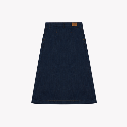 Stonewashed denim midi skirt - Louise - Atelier Tuffery