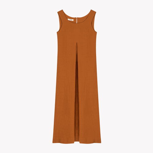 Long rust linen dress - Suzanne - Atelier Tuffery