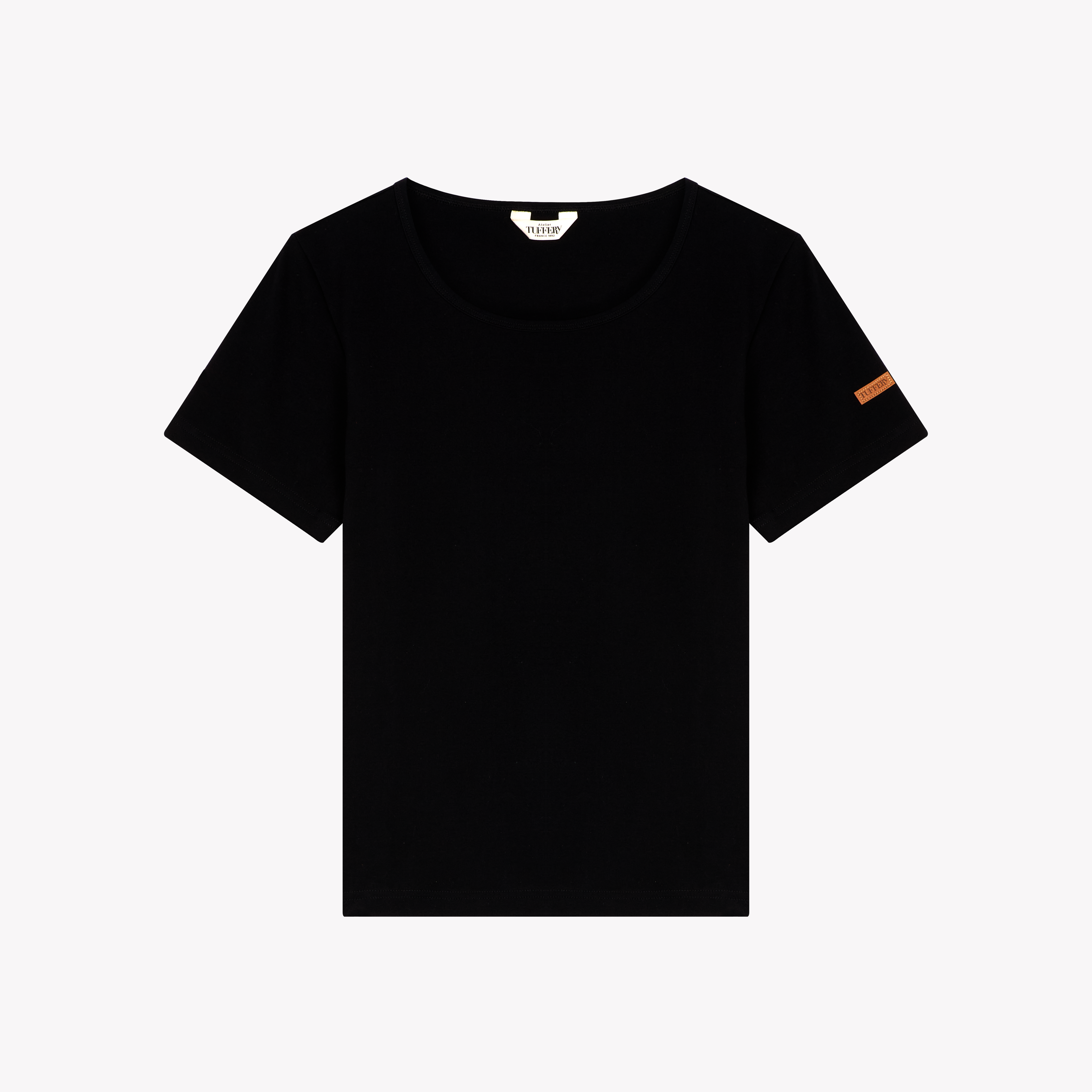 Women’s black crew-neck T-shirt | Atelier Tuffery