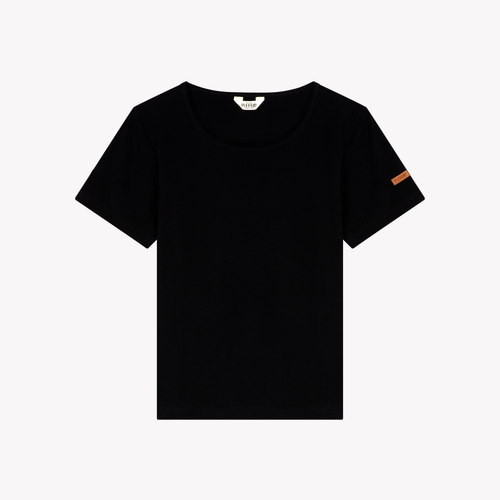 Women’s black crew-neck T-shirt - Atelier Tuffery