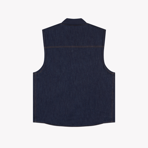 Gilet sans manches homme en jean brut doublé laine française - Atelier Tuffery
