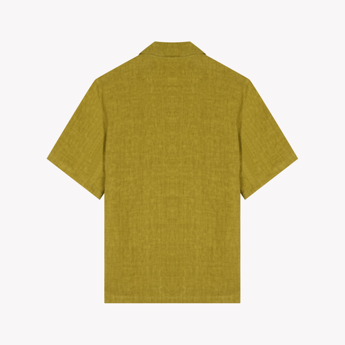 Men’s straight olive linen short-sleeve shirt - Anduze - Atelier Tuffery