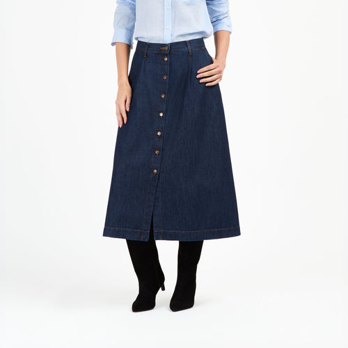 Stonewashed denim midi skirt - Louise - Atelier Tuffery
