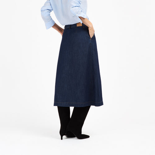 Stonewashed denim midi skirt - Louise - Atelier Tuffery