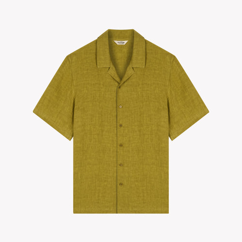 Chemisette Homme droite Olive en Lin - Anduze - Atelier Tuffery