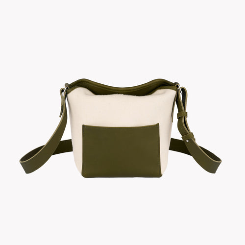 Ecru Leather & French Wool Shoulder Bag - Atelier Tuffery