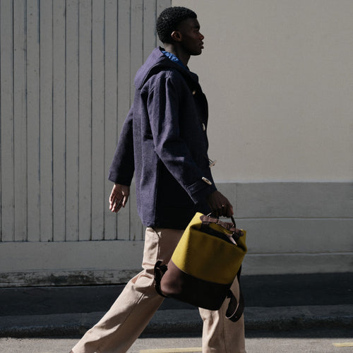 Olive Leather & French Wool Backpack - Atelier Tuffery