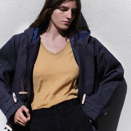 T-shirt femme laine française café - Atelier Tuffery