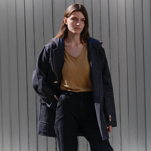 Manteau femme en jean Laine Française - Aigoual - Atelier Tuffery